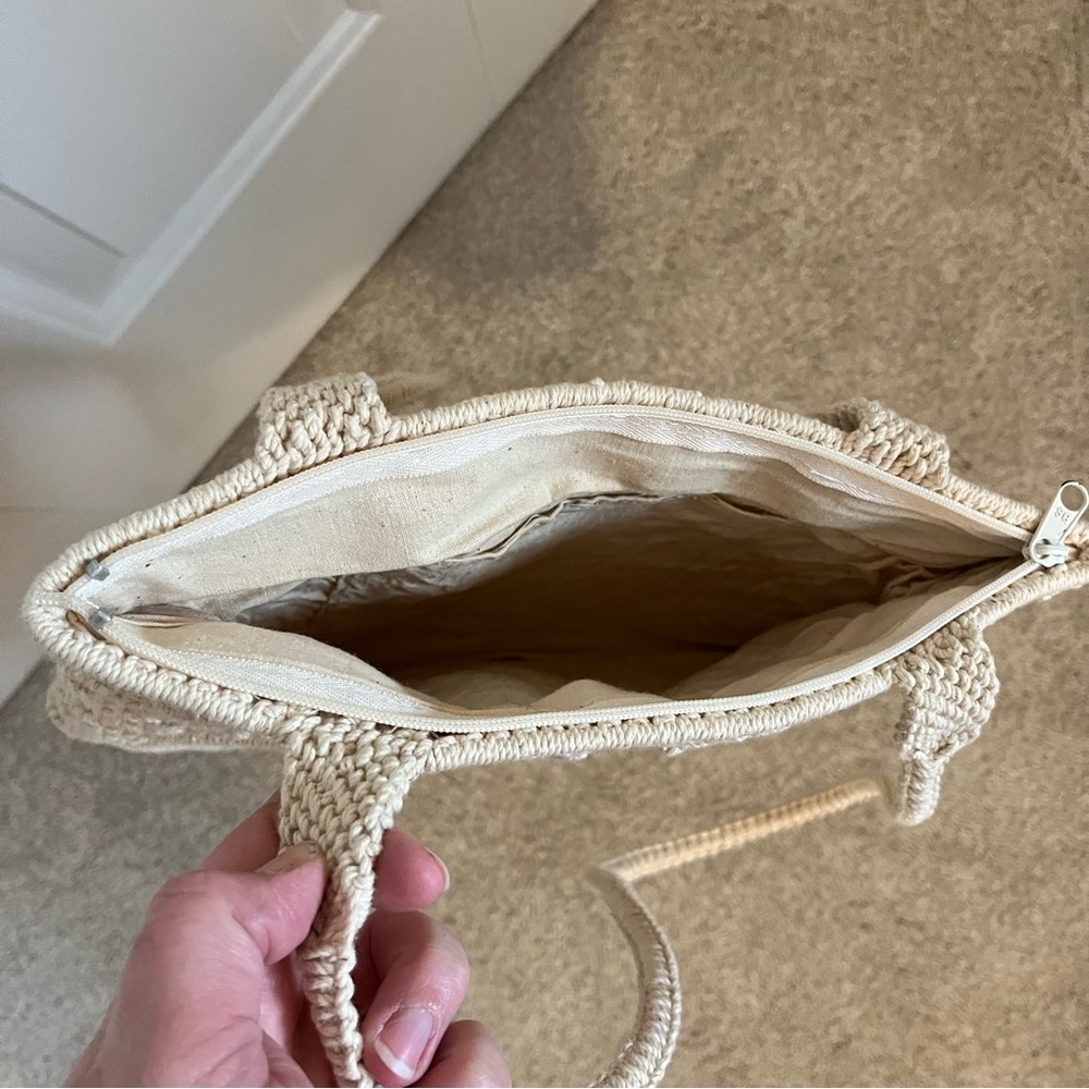 Vintage Macrame Woven Beaded Shoulder Bag - image 5